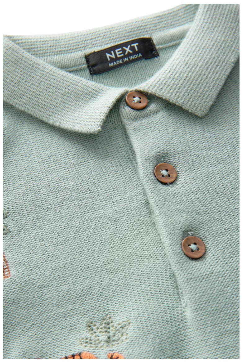 Kids' Embroidered Animal Knit Polo, Alternate, color, MINERAL BLUE