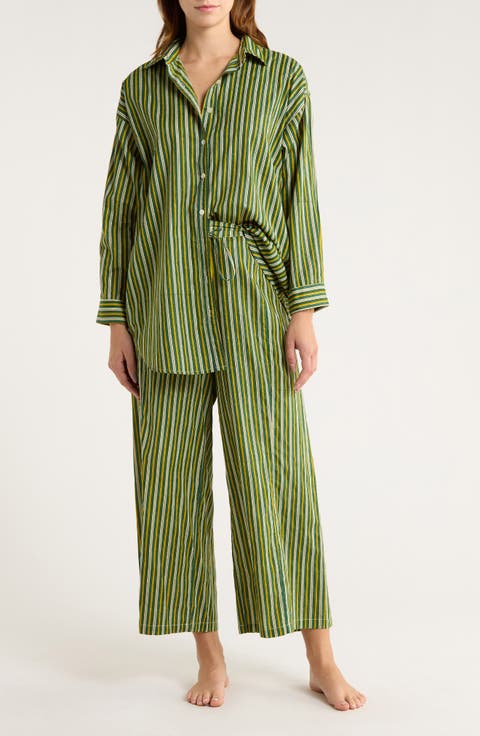 Oversize Shirt & Pants Cotton Pajamas