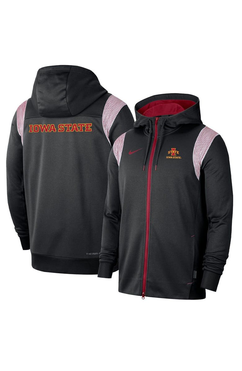 Nike Men's Nike Black Iowa State Cyclones Sideline Performance Full-Zip Hoodie, Alternate, color, Black