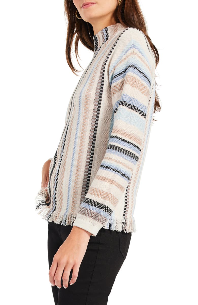 NIC+ZOE Early Frost Stripe Cotton Blend Sweater, Alternate, color,