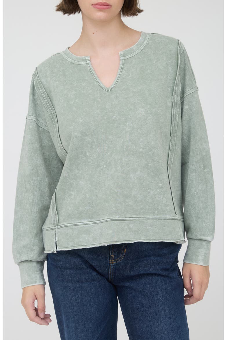 Split Neck Long Sleeve Shirt, Main, color, MOSS