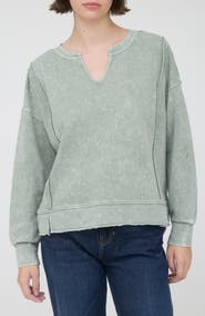Blu Pepper Split Neck Long Sleeve Shirt