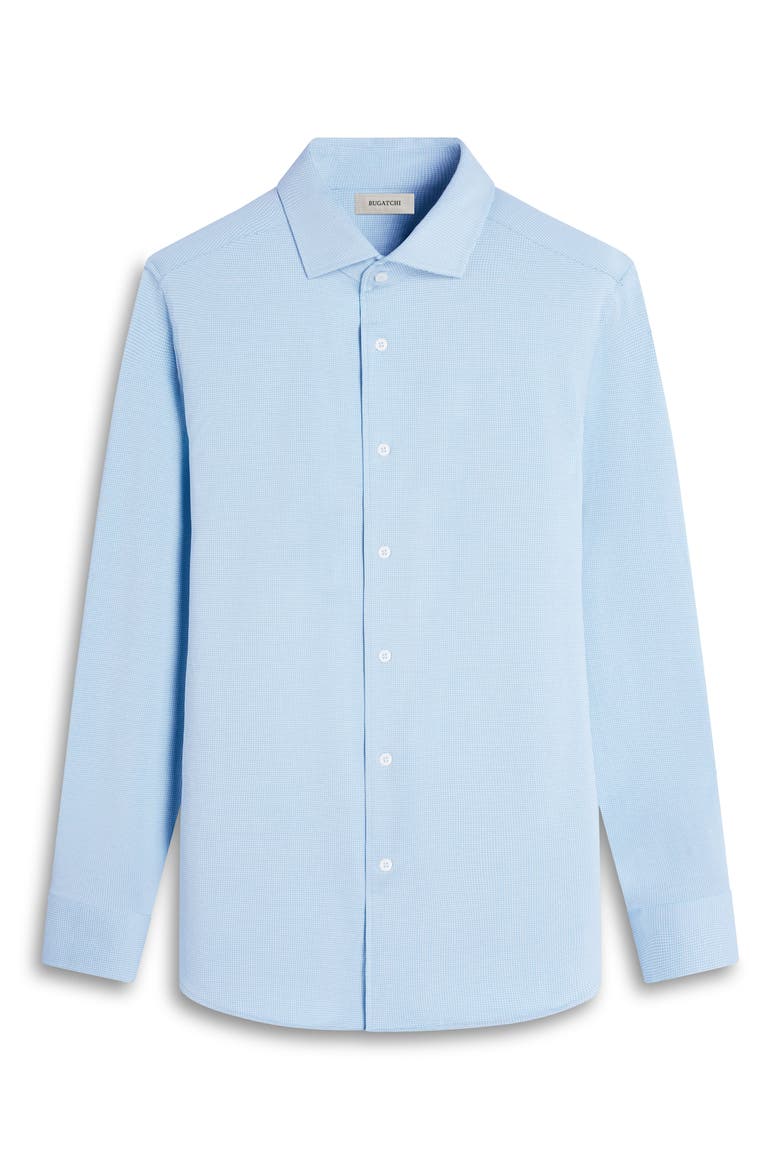 Devon Micro Houndstooth OoohCotton® Button-Up Shirt, Alternate, color, TURQUOISE