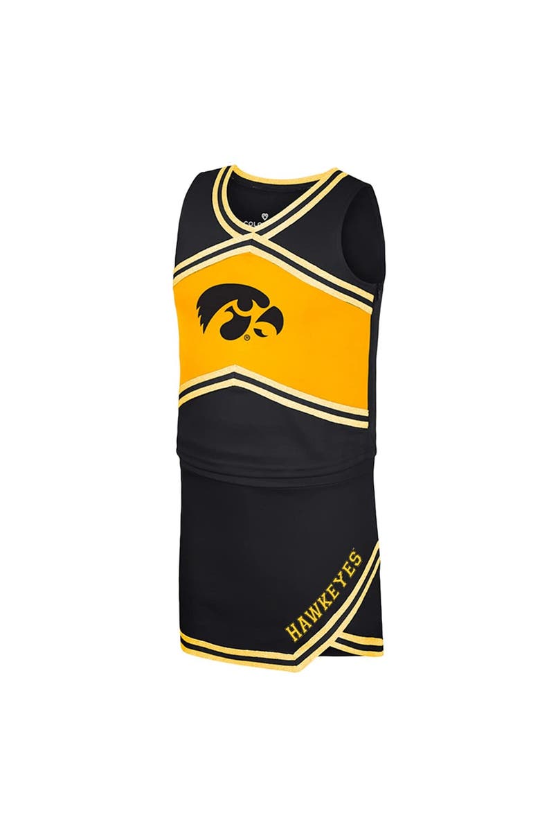 COLOSSEUM Girls Youth Colosseum Black Iowa Hawkeyes Cheerleader Top & Skirt Set, Alternate, color, Black