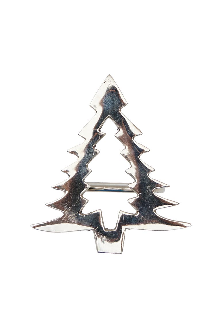 Brass Xmas Tree Napkin Ring, Main, color, Silver