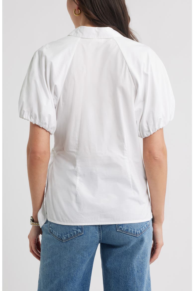 Tie Detail Balloon Sleeve Button-Up Shirt, Alternate, color, WHITE