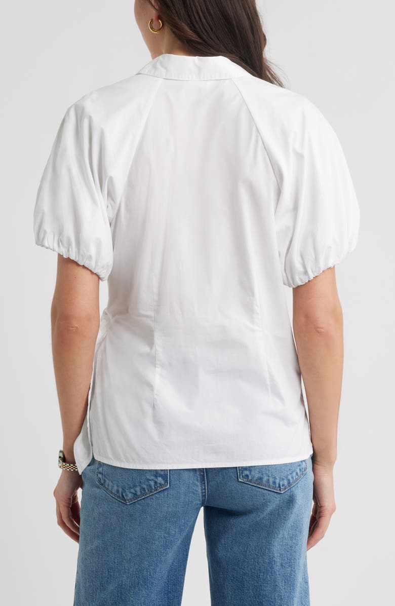 Caslon<sup>®</sup> Tie Detail Balloon Sleeve Button-Up Shirt, Alternate, color, White