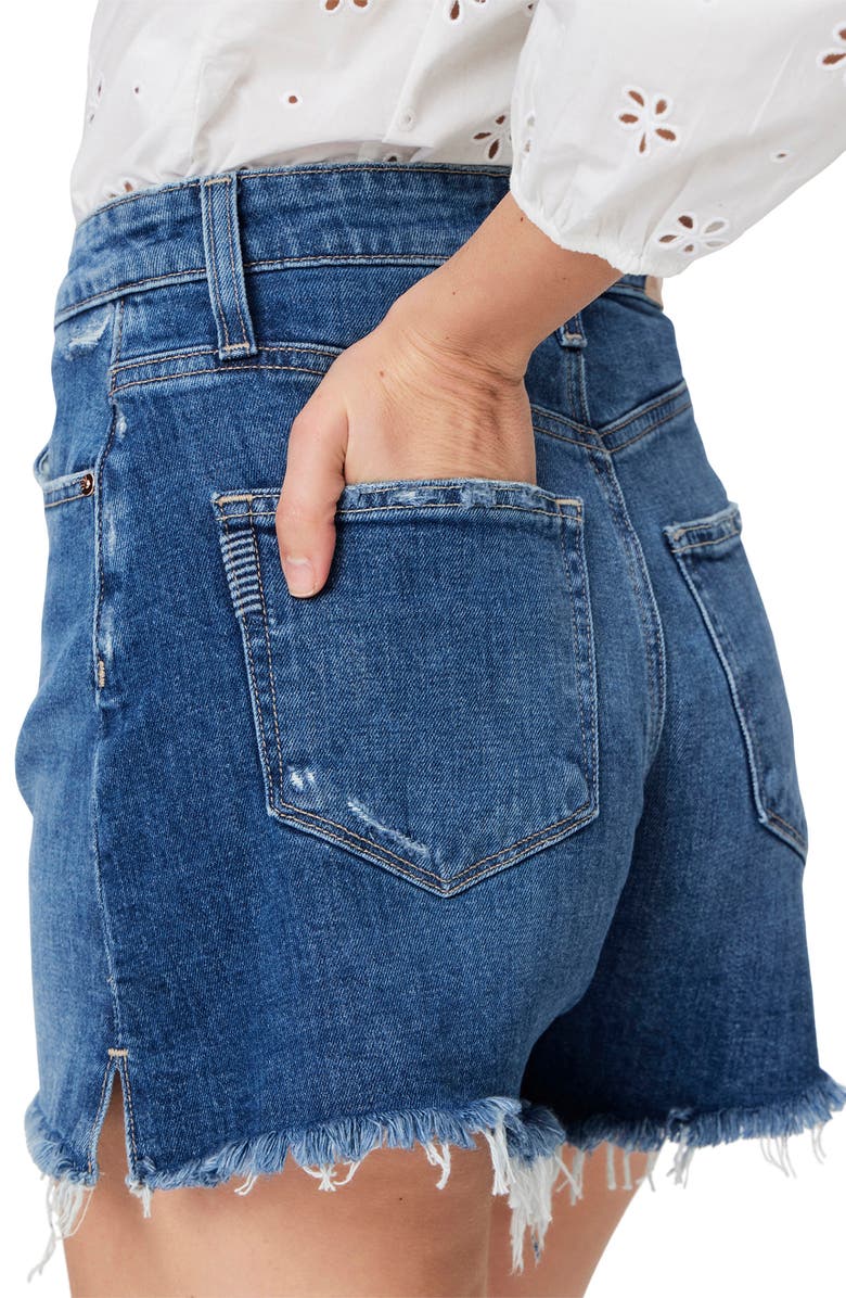 PAIGE Dani Frayed High Waist Denim Shorts, Alternate, color, Antibes