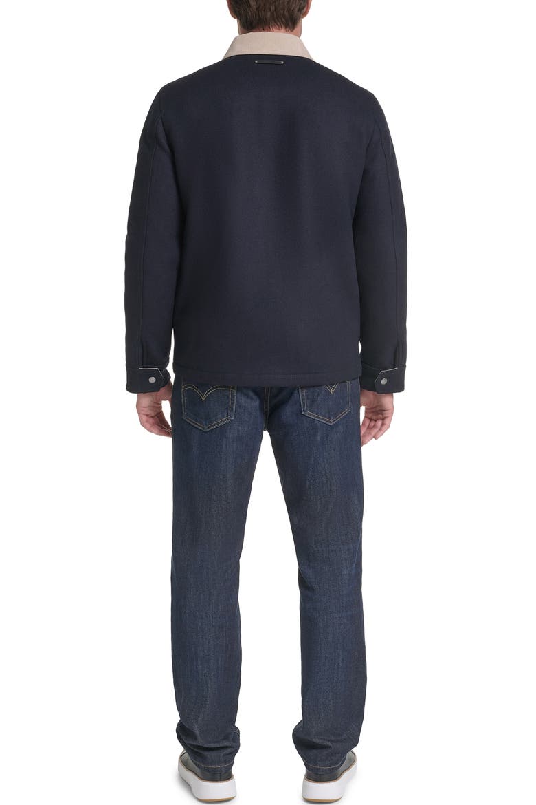 Corduroy Collar Wool Blend Barn Coat, Alternate, color, NAVY