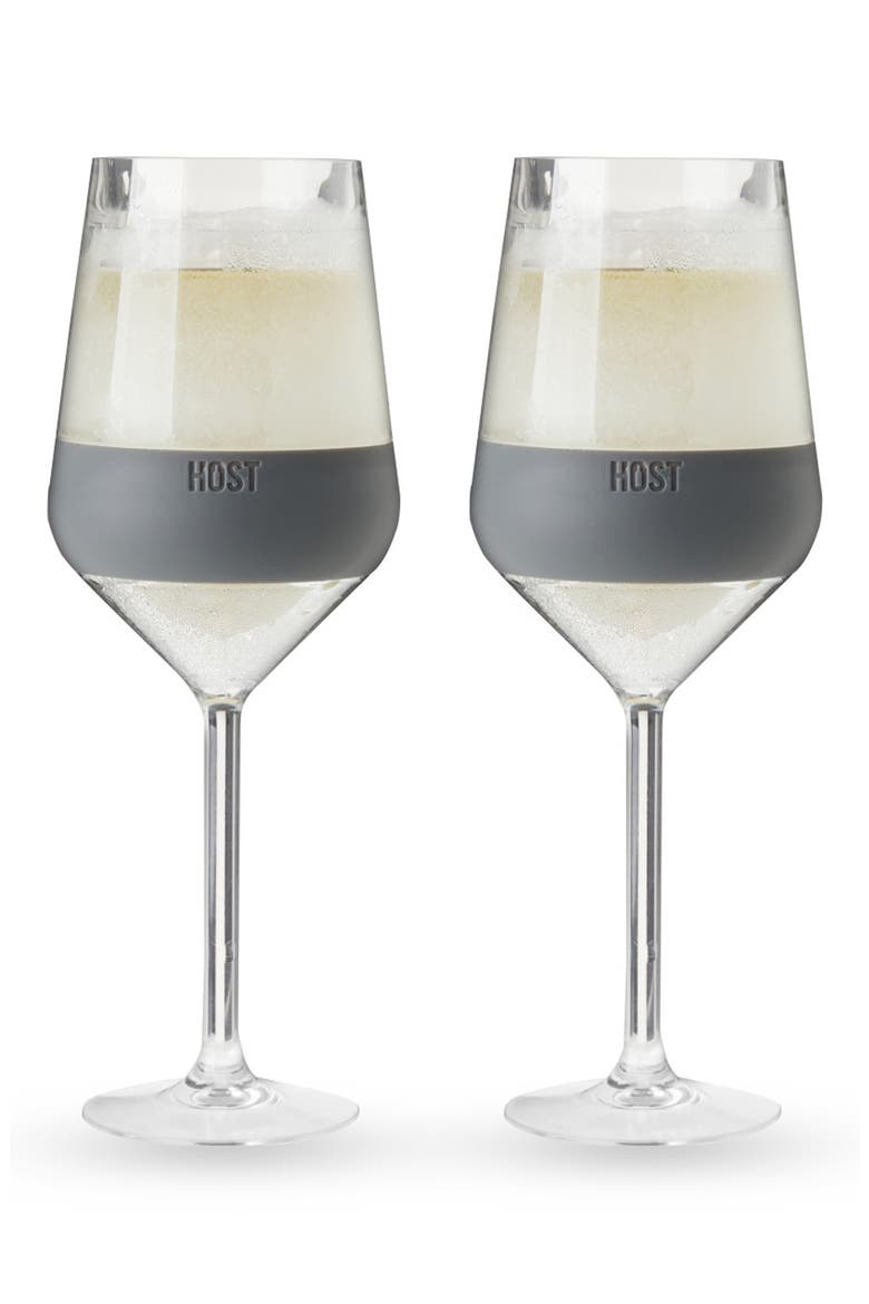 Wine Freeze Set of 2 Stemmed Wine Glasses, Main, color, GRAY
