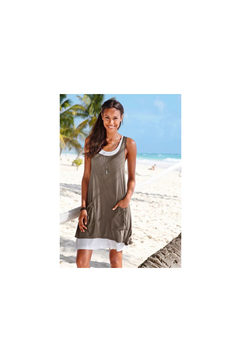 Layered Look Dress, Alternate, color, Khaki