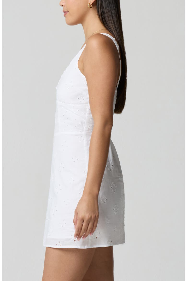 Eyelet Embroidered Cotton Mini Sundress, Alternate, color, BRIGHT WHITE