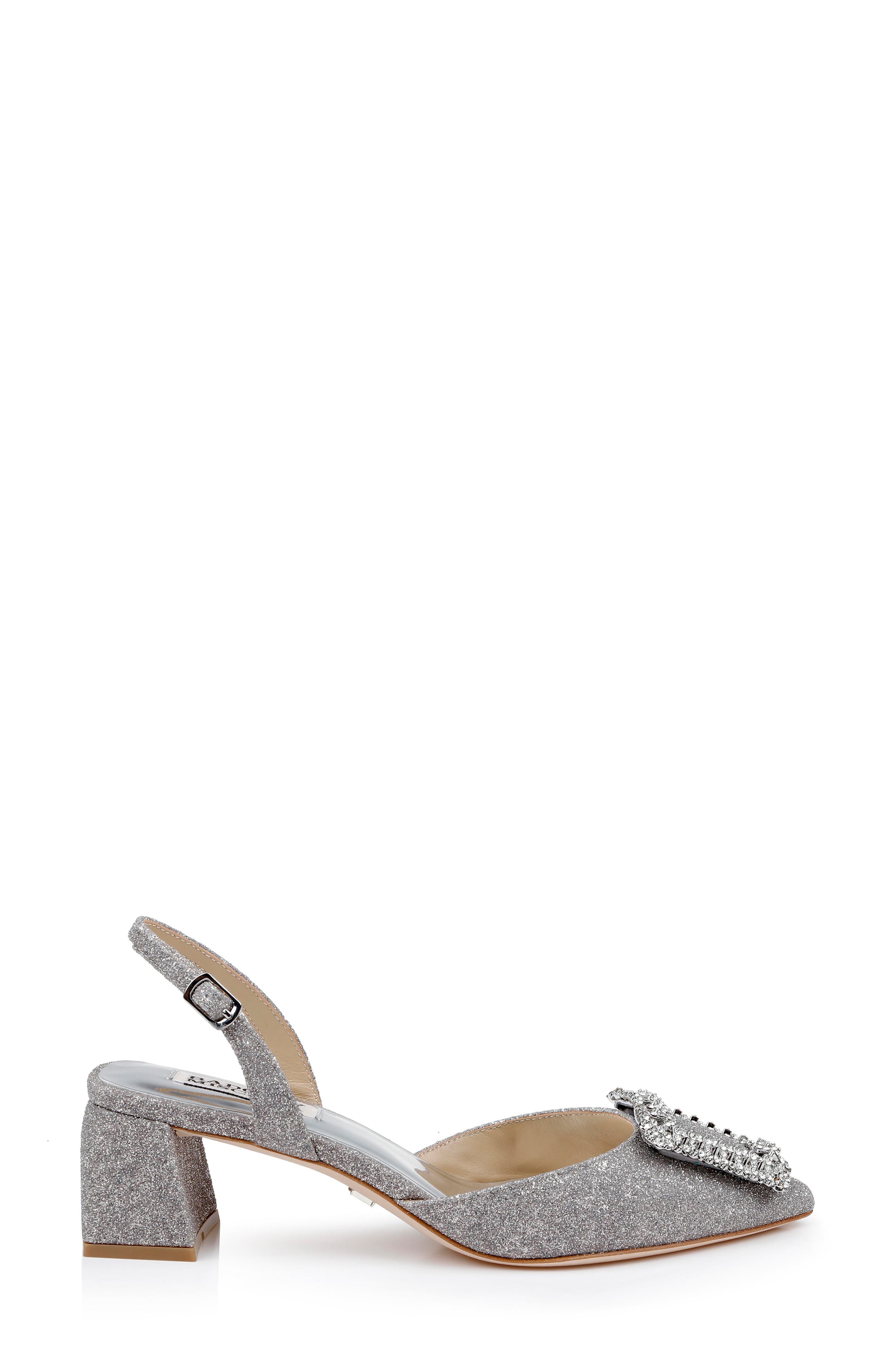 Badgley Mischka Collection Emmie Slingback Pointed Toe Pump, Alternate, color, Silver Antique