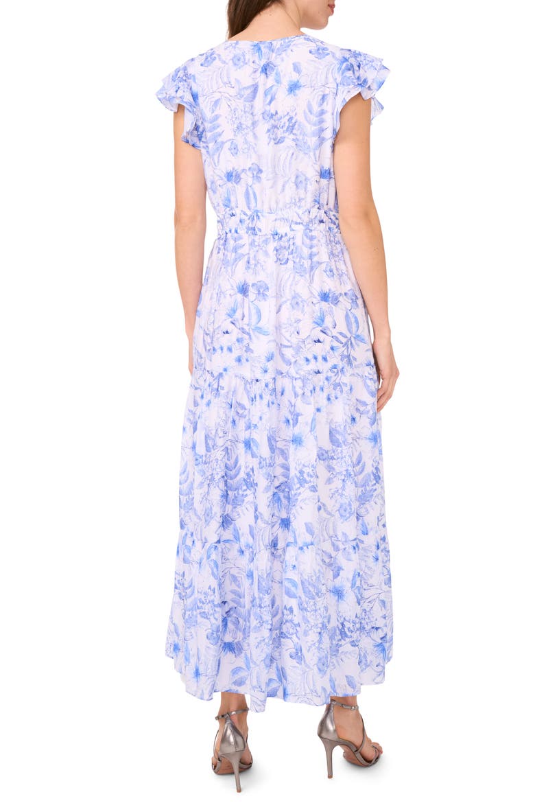 Flutter Sleeve Maxi Dress, Alternate, color, BRIGHT WHITE/ BLUE
