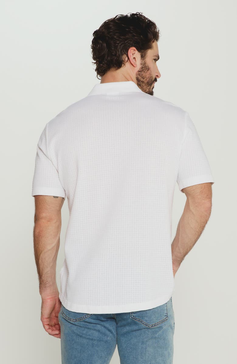 7 Diamonds Landry Waffle Knit Short Sleeve Button-Up Shirt, Alternate, color, White