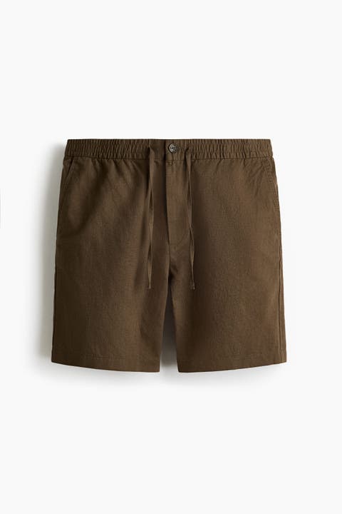 Regular Fit Linen-blend Shorts