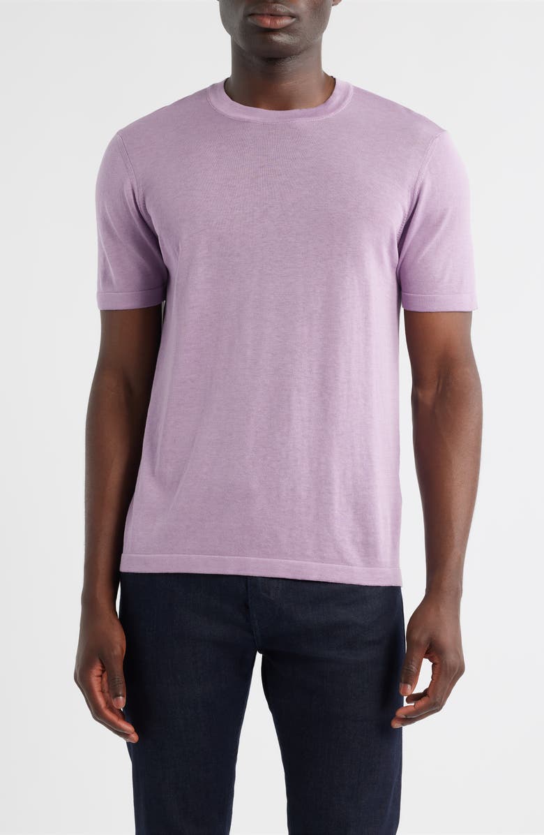 Jack Victor Wellington Heathered Cotton & Silk Crewneck T-Shirt, Main, color, Lilac