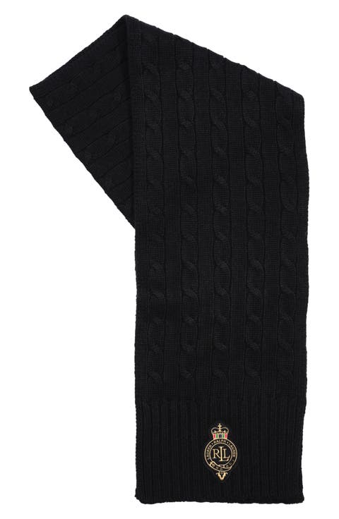 Cable Stitch Crest Patch Scarf