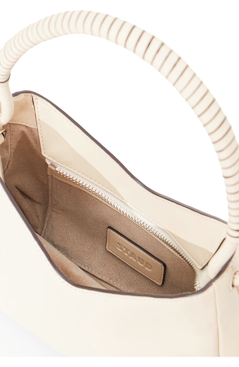 STAUD Valerie Leather Shoulder Bag, Alternate, color, Cream
