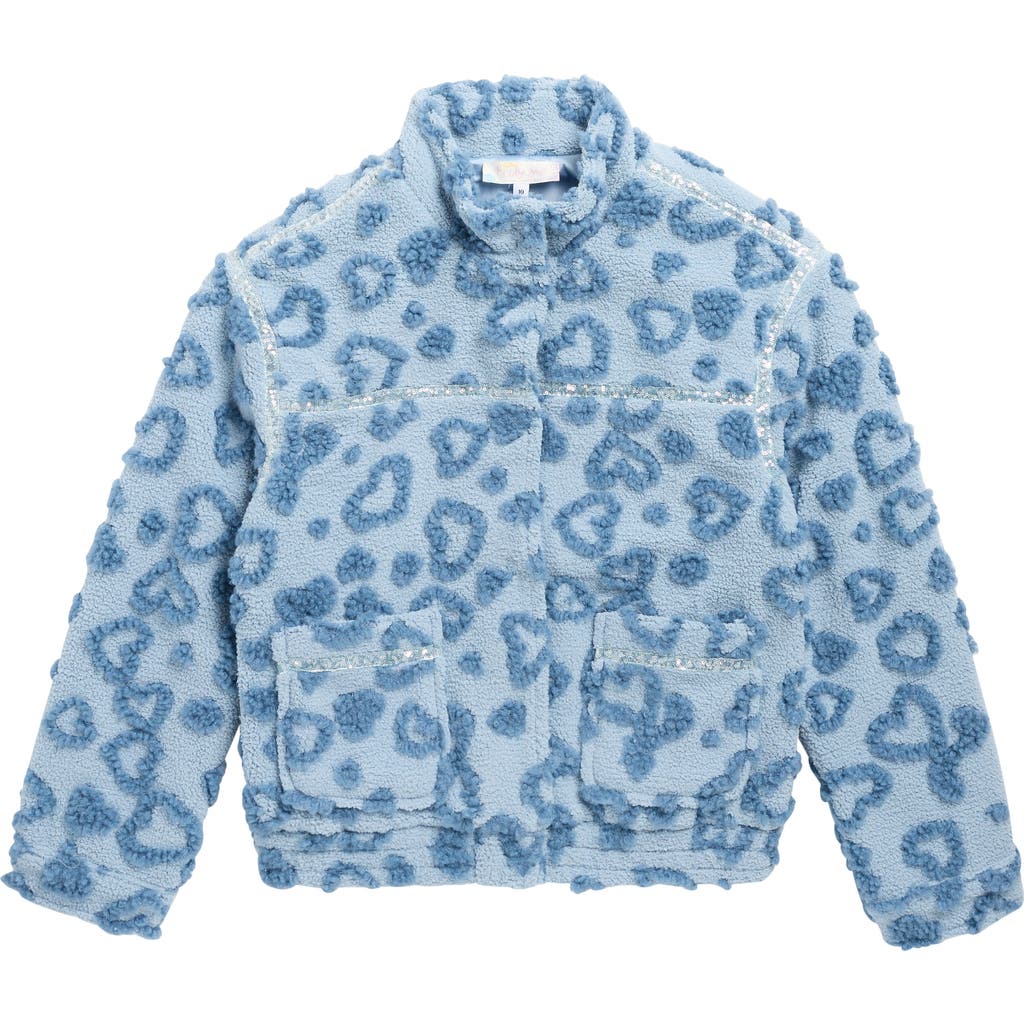 Truly Me Kids' Textured Fleece Jacket In Blue