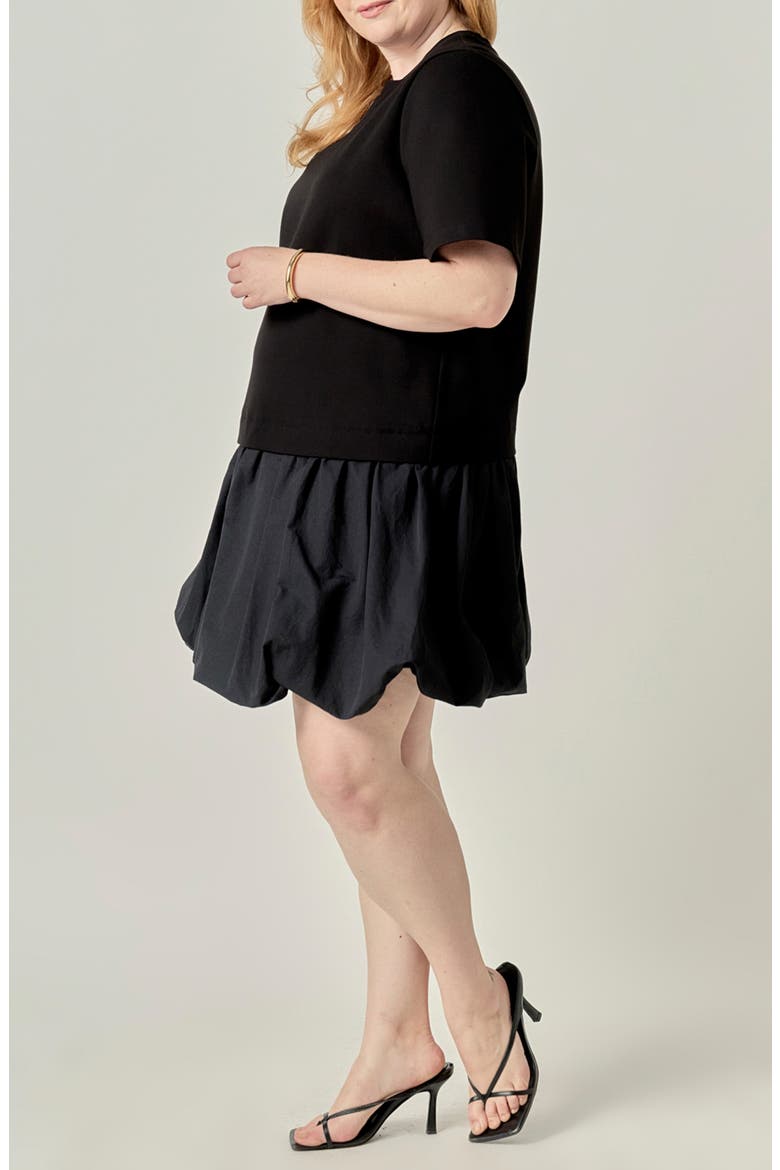Bubble Mixed Media Minidress, Alternate, color, BLACK