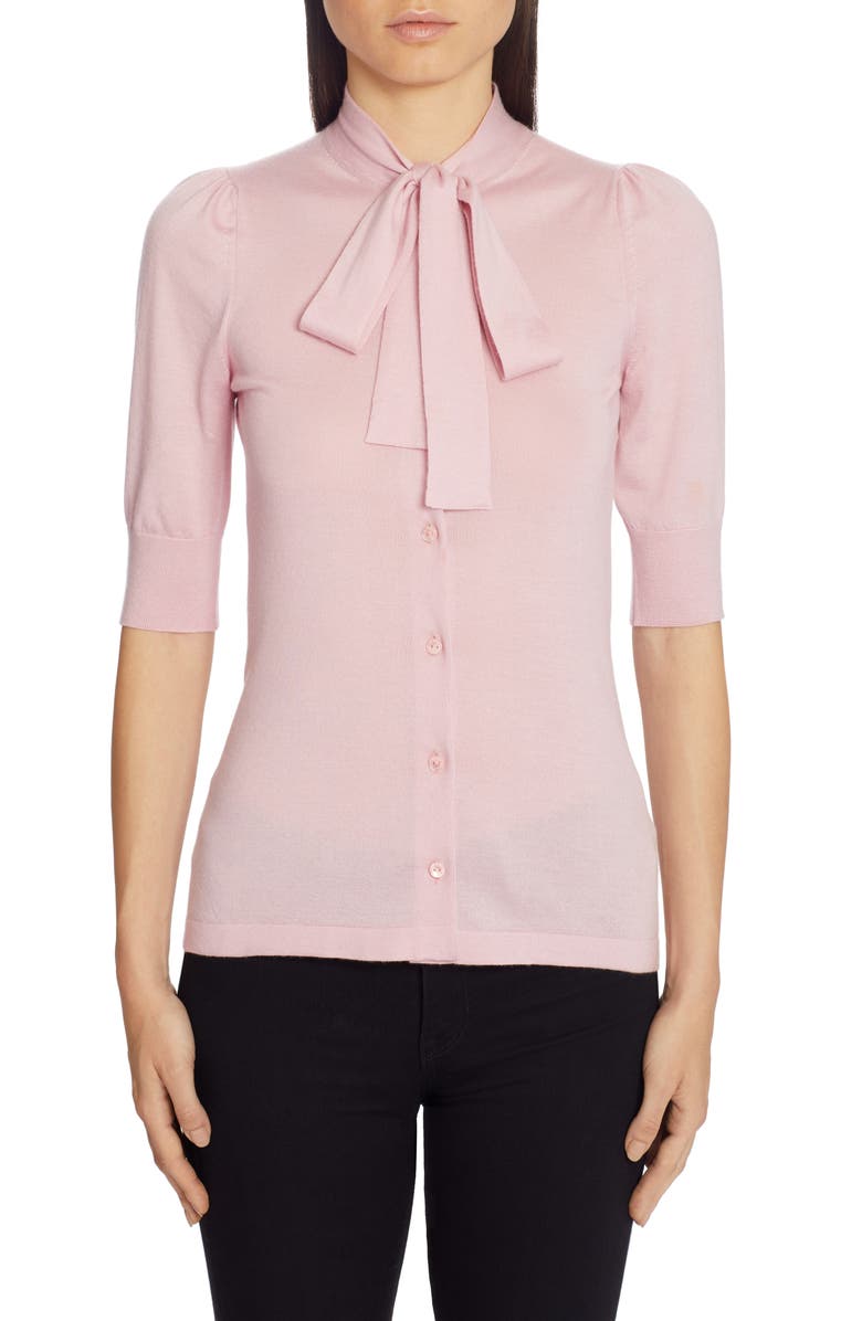 Dolce&Gabbana Tie Neck Cashmere & Silk Cardigan, Main, color, 