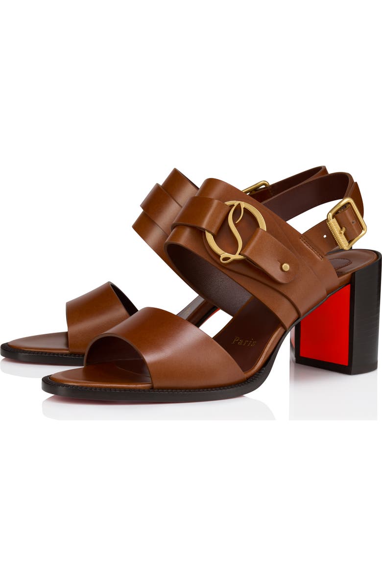 Christian Louboutin In Roma Block Heel Sandal, Main, color, Dark Carmine/Brown