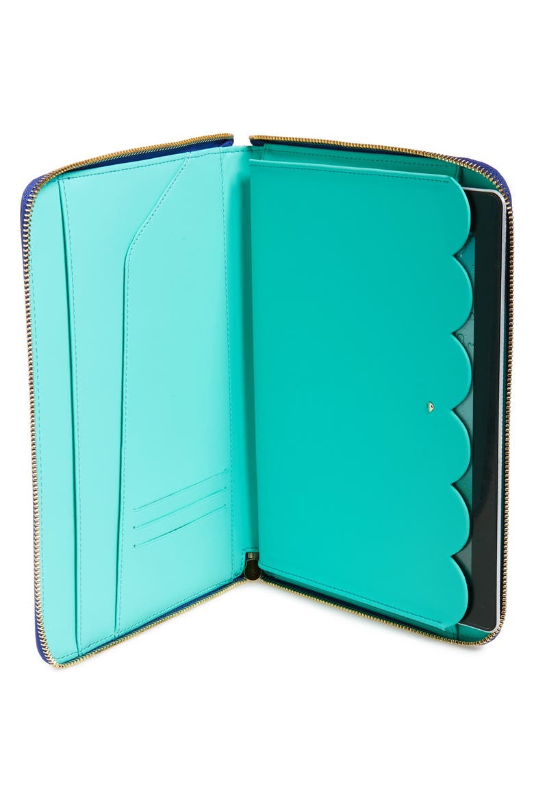 scalloped saffiano leather iPad Air sleeve, Alternate, color, ISLAND DEEP