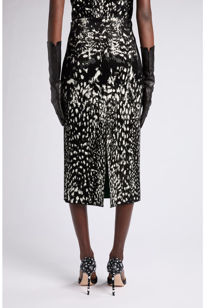 Lynx Jacquard Pencil Skirt, Alternate, color, BLACK/ WHITE/ GREEN