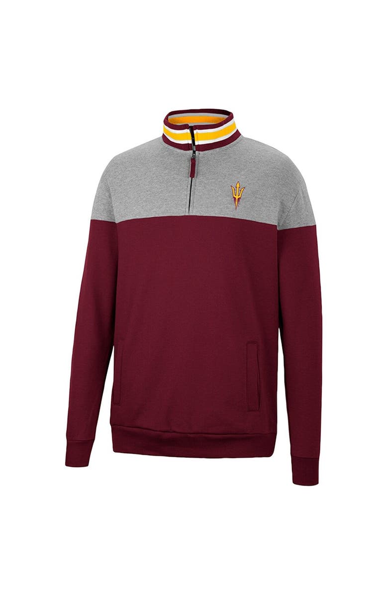 COLOSSEUM Men's Colosseum Heathered Gray/Maroon Arizona State Sun Devils Be the Ball Quarter-Zip Top, Alternate, color, Maroon