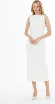 Gizia Draped Shoulder Slit Dresses
