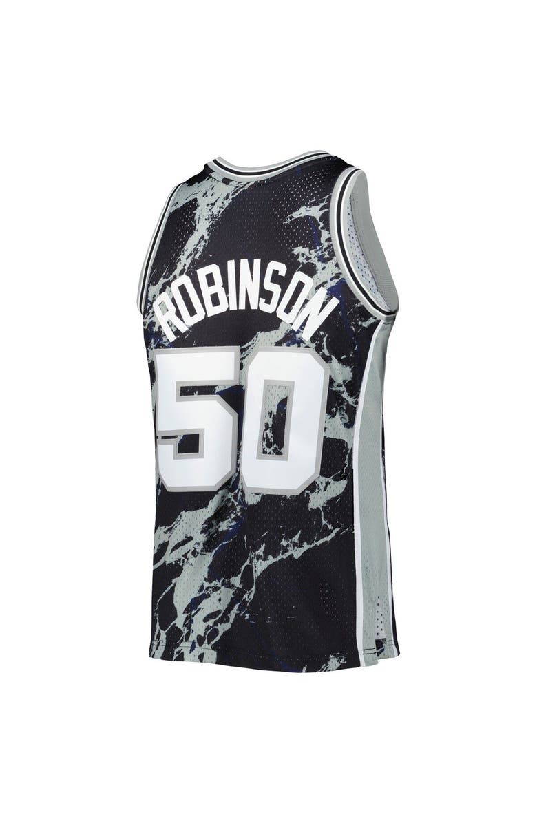 Mitchell & Ness Men's Mitchell & Ness David Robinson Black San Antonio Spurs 1998/99 Hardwood Classics Marble Swingman Jersey, Alternate, color, 