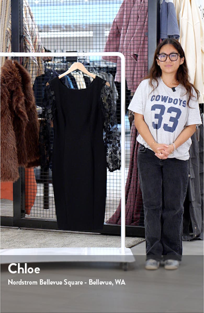 Floral Mesh Sleeve Sheath Dress, sales video thumbnail