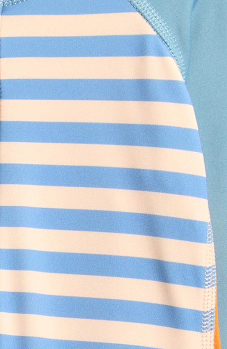 Little Green Radicals Kids' Stripe Colorblock Long Sleeve One-Piece Rashguard Swimsuit, Alternate, color, Blue