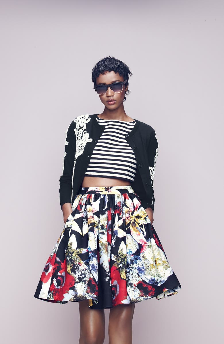 Alice + Olivia 'Pia' Print Flared Skirt, Alternate, color, 