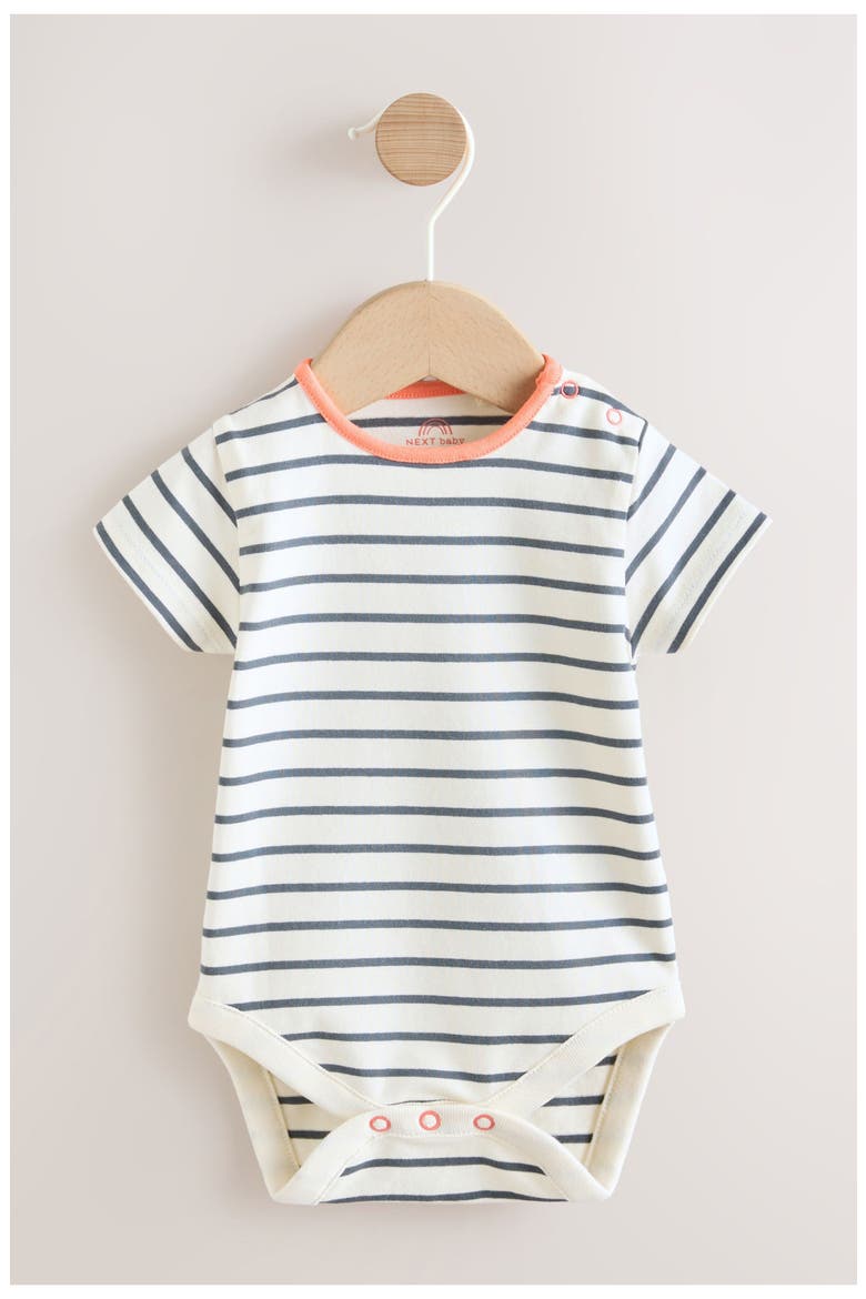 Farm Embroidered Romper & Stripe Bodysuit Set, Alternate, color, BLUE