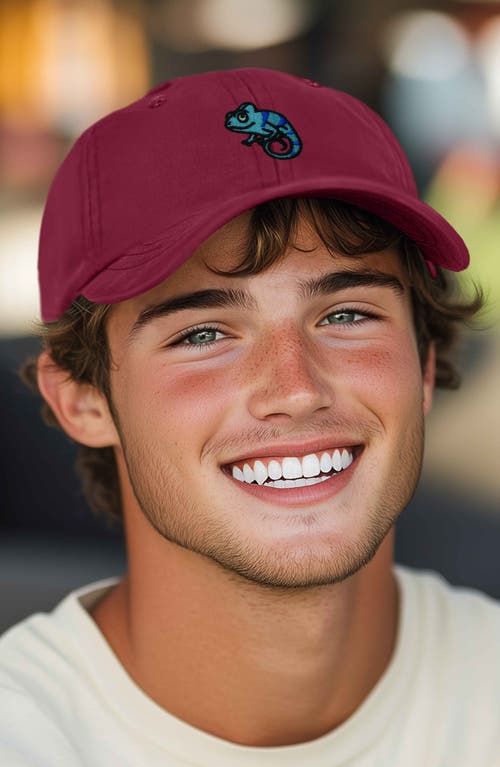 Dalix Chameleon Embroidered Dad Hat In Maroon