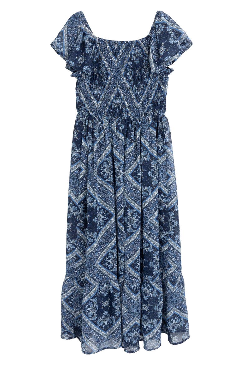 Kids' Patchwork Chiffon Dress & Purse Set, Alternate, color, NAVY/ BLUE