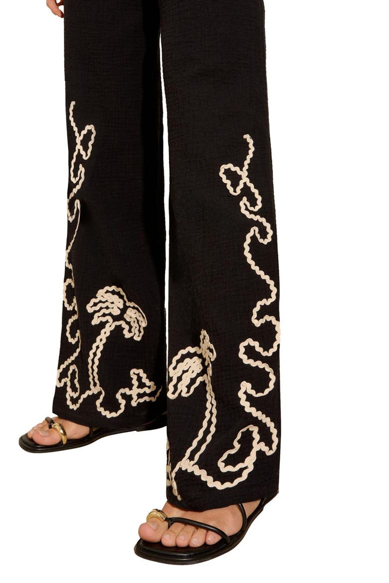 Palm Cornelli Tie Waist Wide Leg Pants, Alternate, color, BLACK