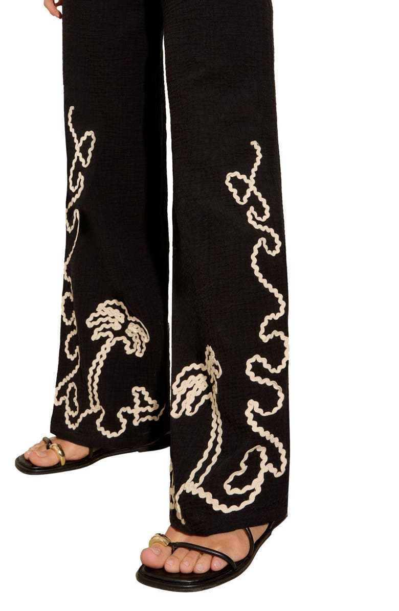 Friends Like These Palm Cornelli Tie Waist Wide Leg Pants, Alternate, color, Black