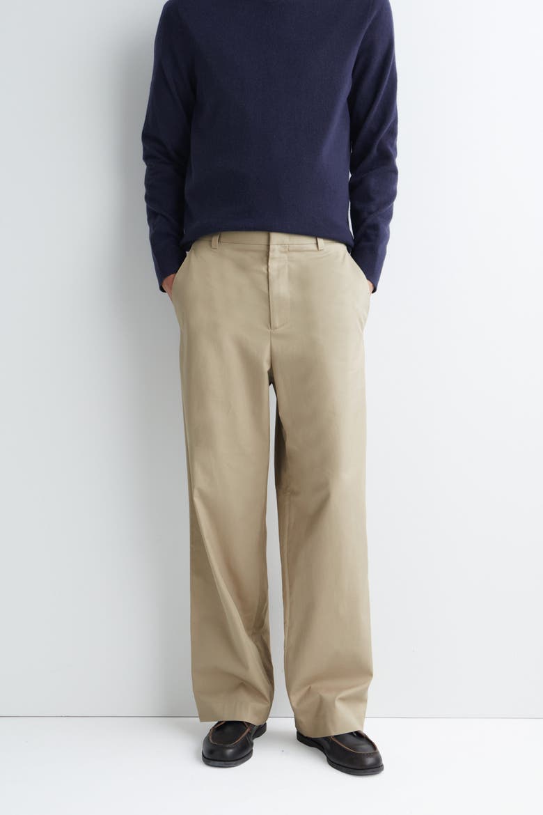 Cotton Relaxed-fit Wide-leg Pants, Alternate, color, BEIGE