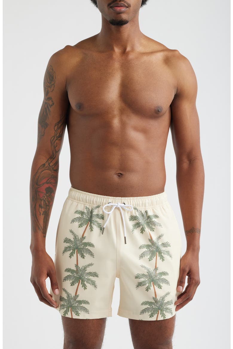Palm Row Swim Trunks, Main, color, LIGHT GREEN