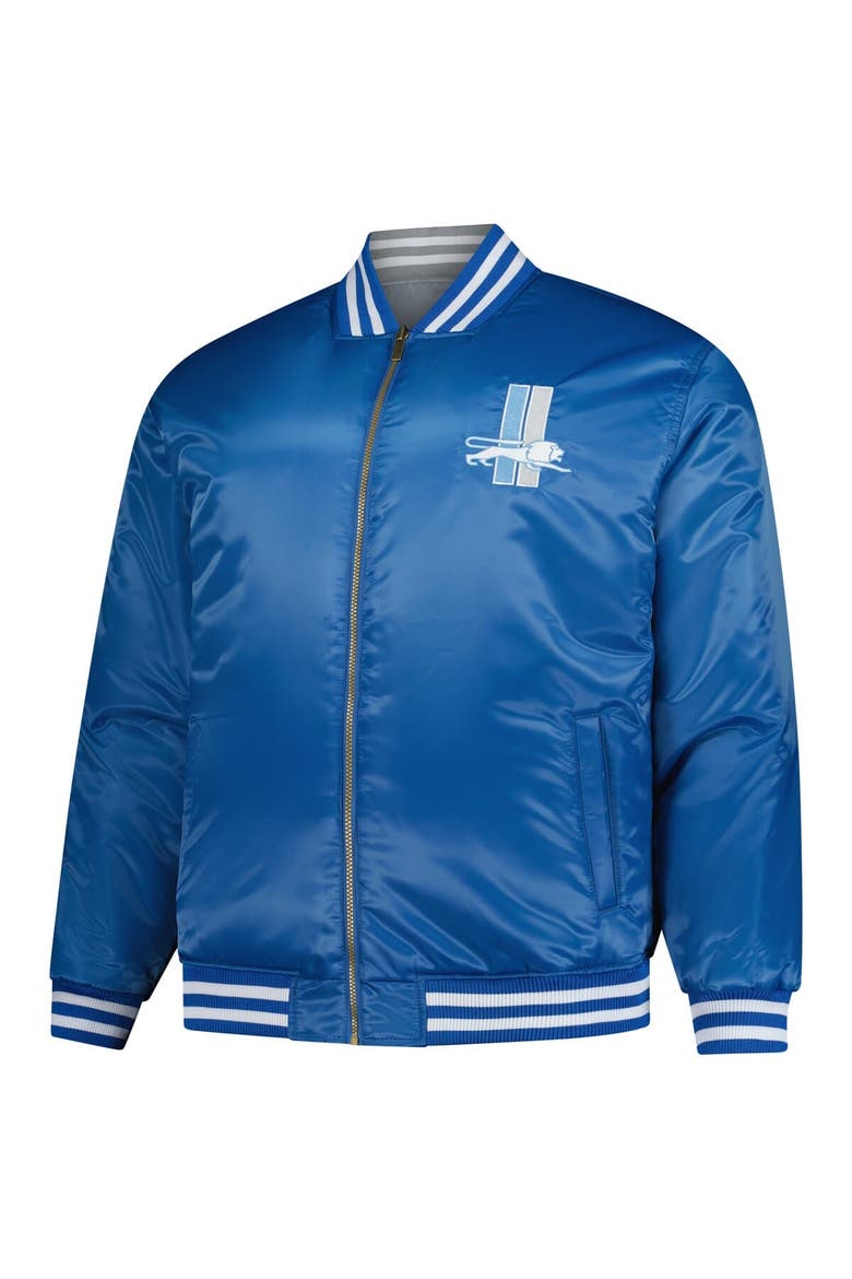 Men's Mitchell & Ness Blue/Silver Detroit Lions Big & Tall Throwback Reversible Full-Zip Jacket, Alternate, color, Blue