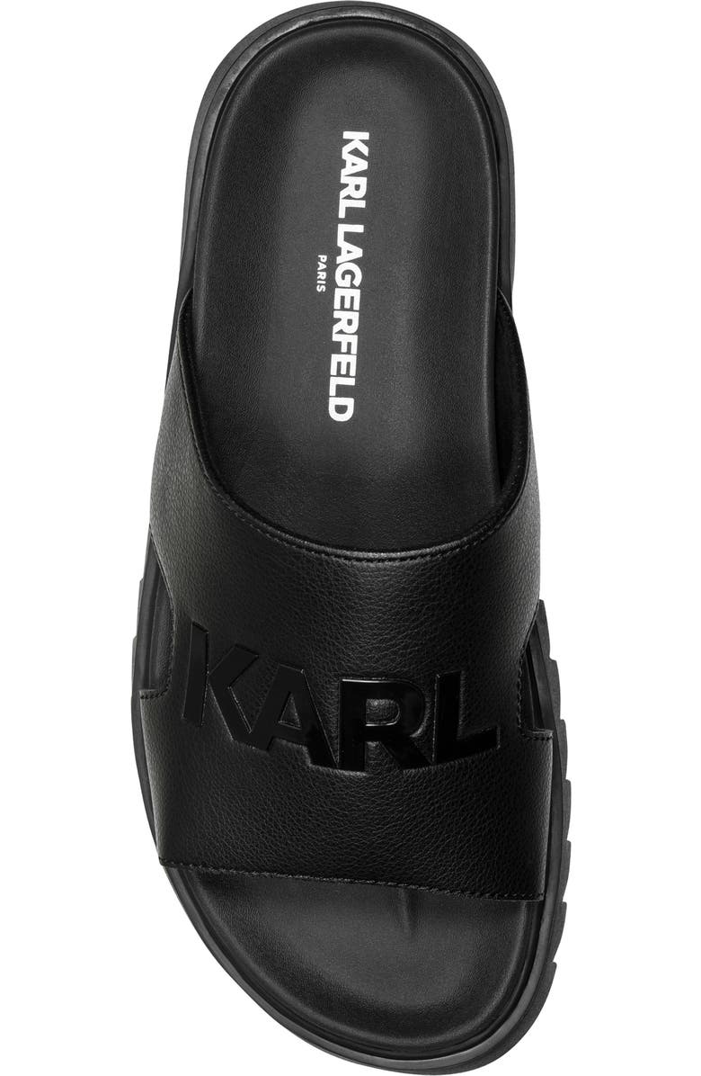 KARL LAGERFELD PARIS Charlot Front 3D Logo Banded Slide Sandal, Alternate, color, Black