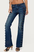EDIKTED Button Loop Low Rise Bootcut Jeans