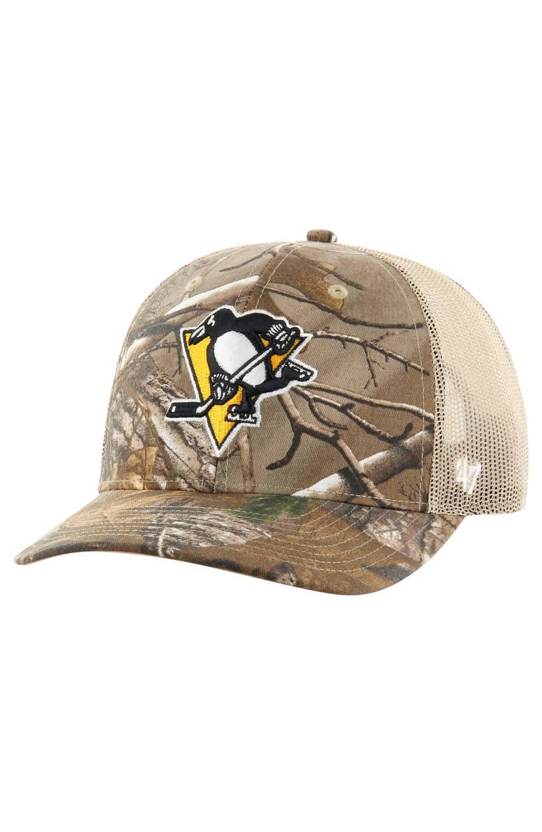 '47 Men's '47 Realtree Camo Pittsburgh Penguins Logo Trucker Adjustable Hat, Main, color, 