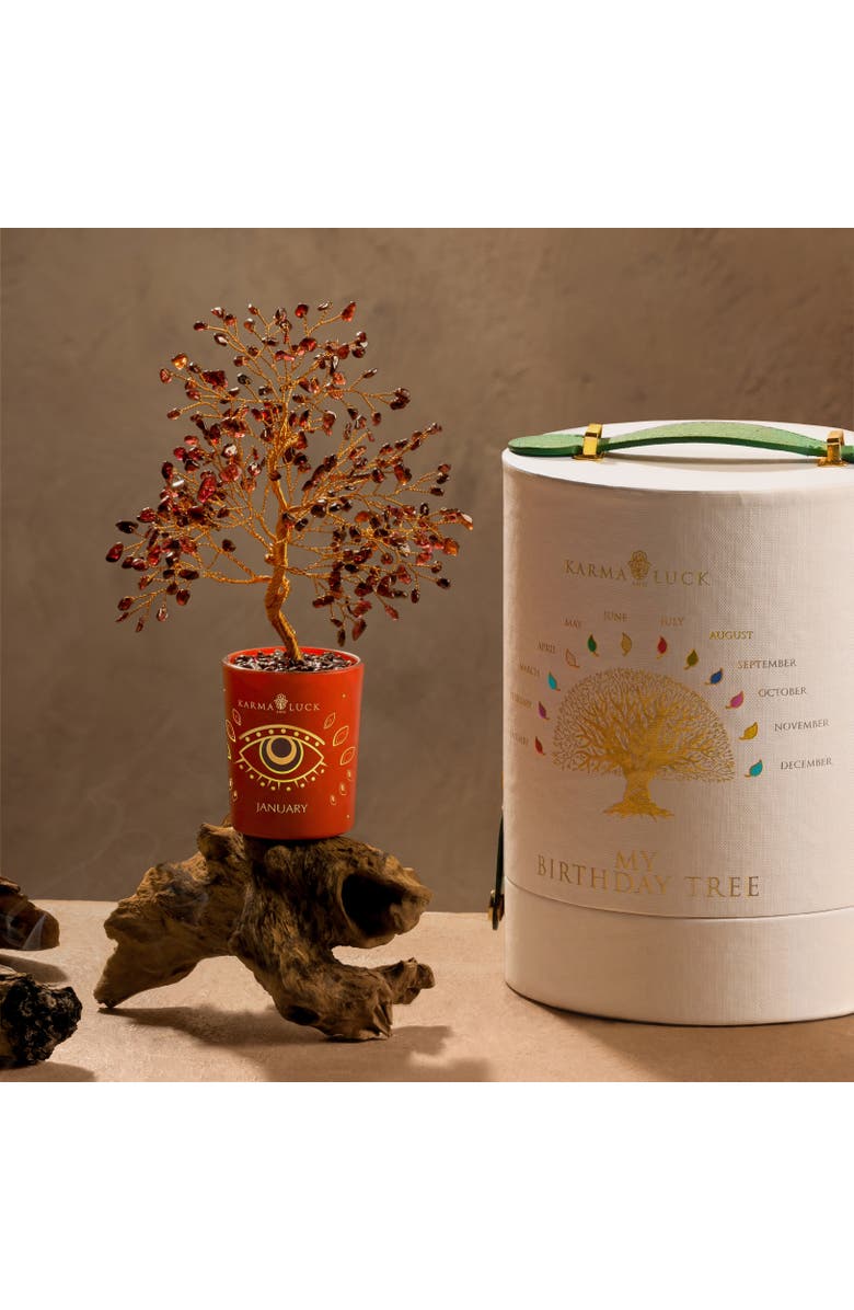Karma and Luck Ambitious Spirit Garnet January Birthday Tree, Alternate, color, Red