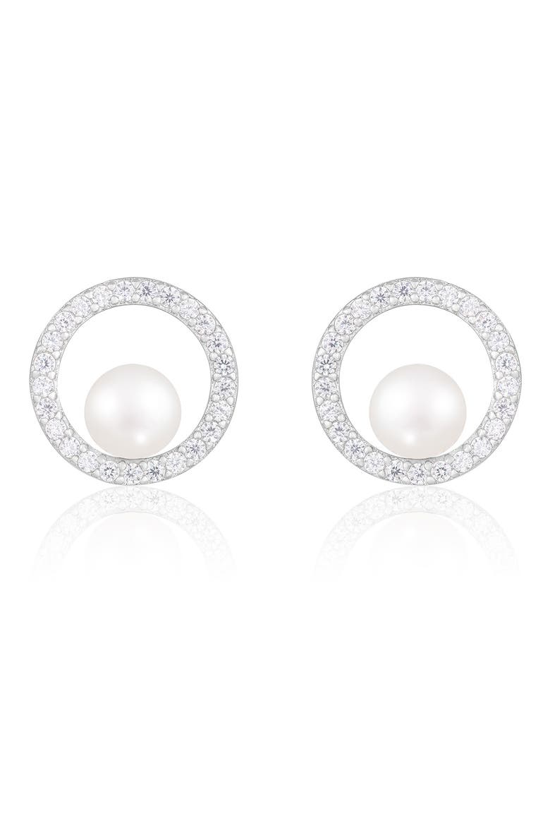 Freshwater Pearl Stud Earrings, Main, color, WHITE