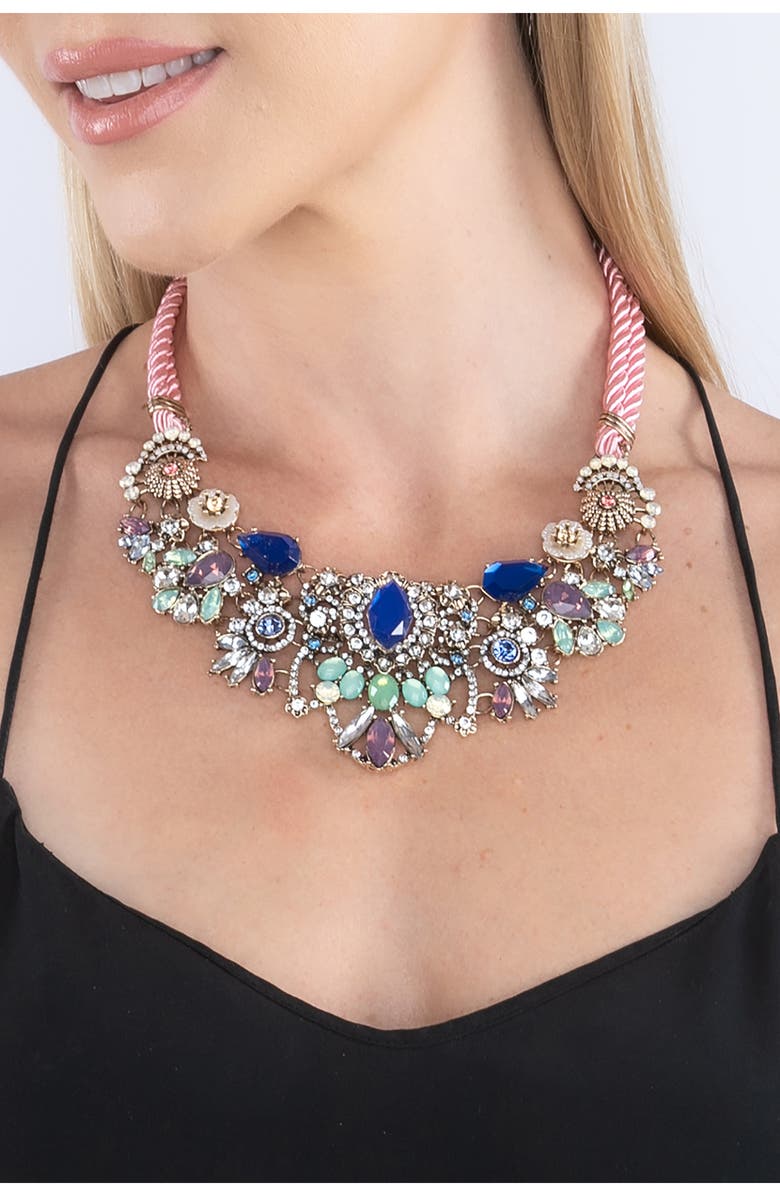 EYE CANDY LOS ANGELES Juline Crystal Bib Necklace, Alternate, color, Multi Color