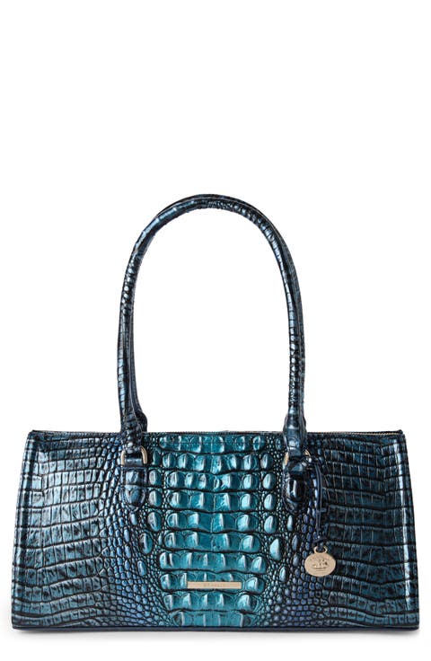 Sophia Croc Embossed Leather Satchel